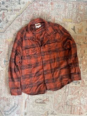 Madewell Easy Fit Rust Plaid Men’s Button-Up Shirt